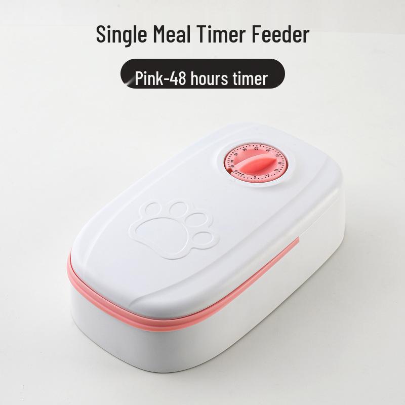

Automatic Double Bowl Pet Feeder for Dogs and Cats - Timed and Quantitative Feeding for Dry and Wet Food Single Meal рожевий