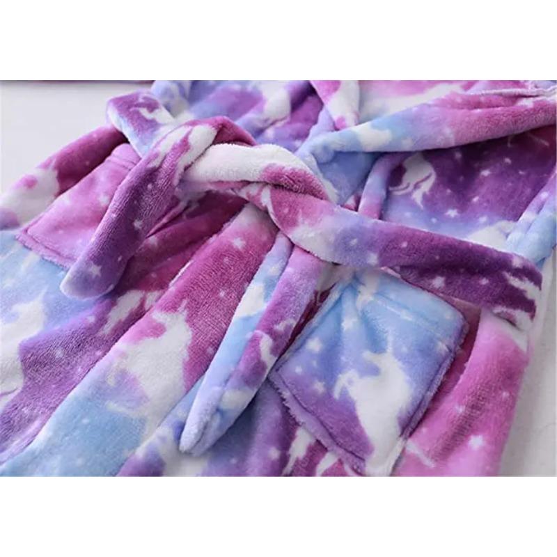 Children Bathrobe for Girls Kigurum Unicorn Pyjamas Kids Colar Fleece Boys Bathrobes Nightgown Baby Sleepwear Hooded Bath Robe