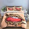 Leopardenmuster Lip Art Aufkleber Bettwäsche-Set Mit 1 Bettbezug 2 Kissenbezügen Einzel Doppel King Queen, Geschenk
