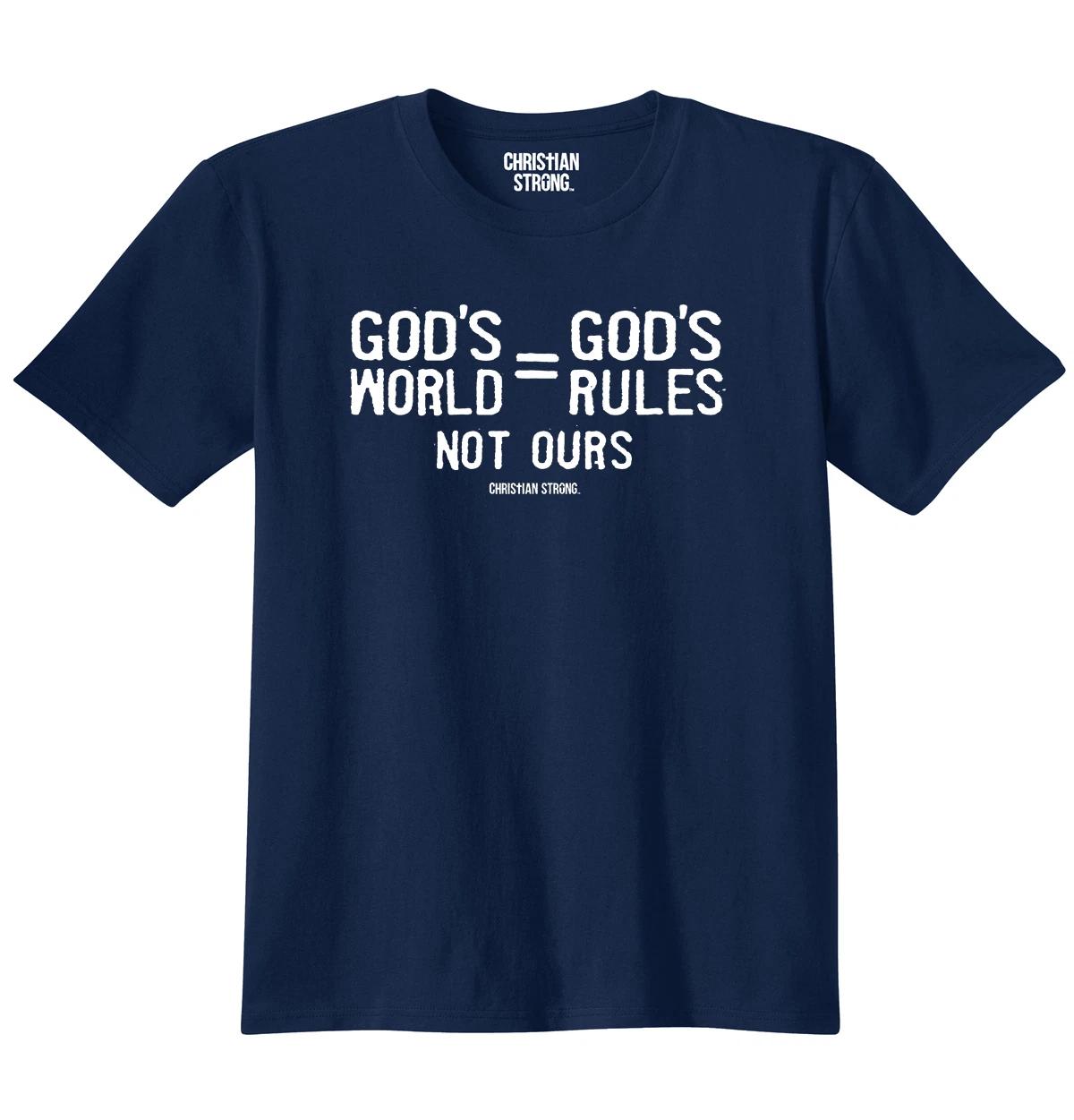 

Christian Faith Gods World Equal Gods Rules Womens or Mens Crewneck 100% Cotton T-shirt Mens Tees Top Tee 2XL