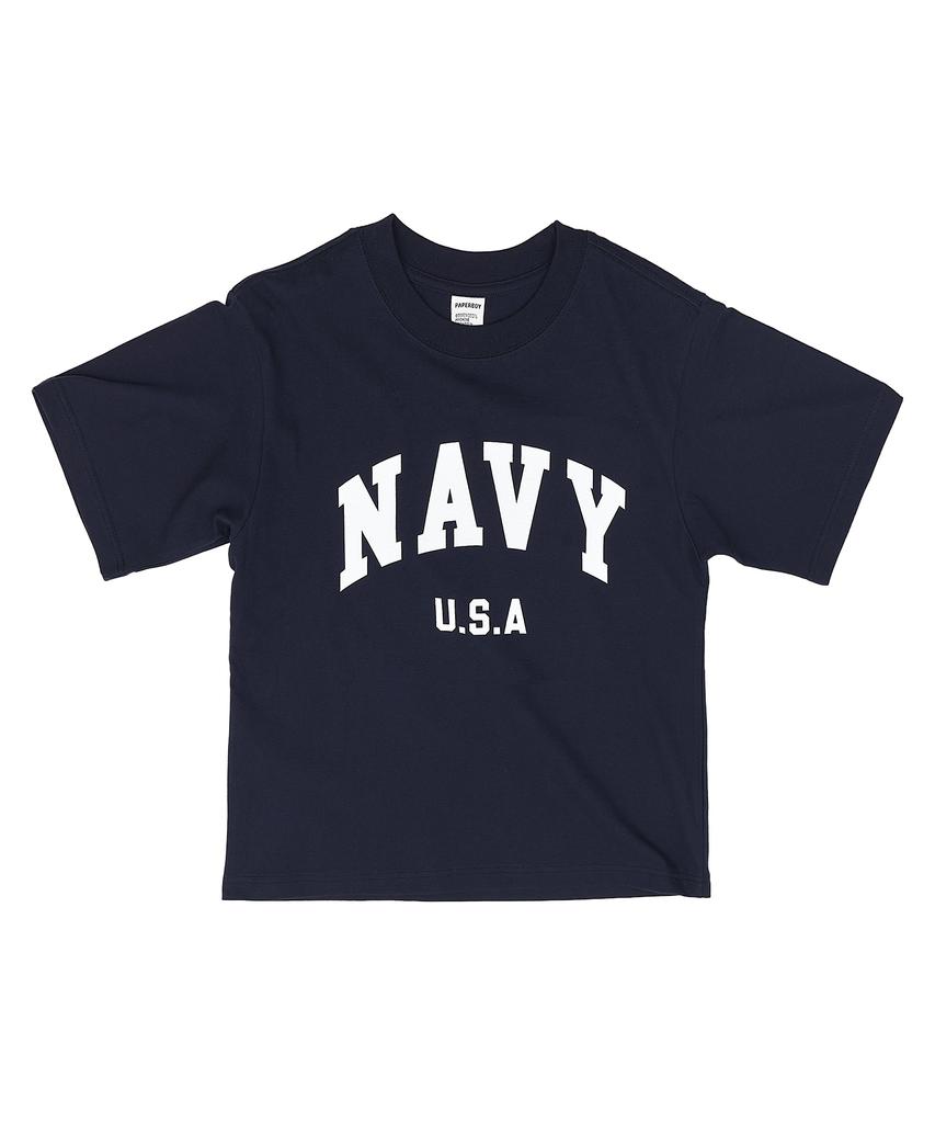 PAPERBOY Navy U.S.A Short Sleeve T-Shirt - White & Blue
