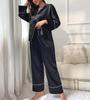 Pajama Long and Plus Sizes Solid Loungewear for and LAMIU A XL Women's 7-Piece Set, Polyester, Sleeves, Camisole, Pants, Nightgown, Available, Color,