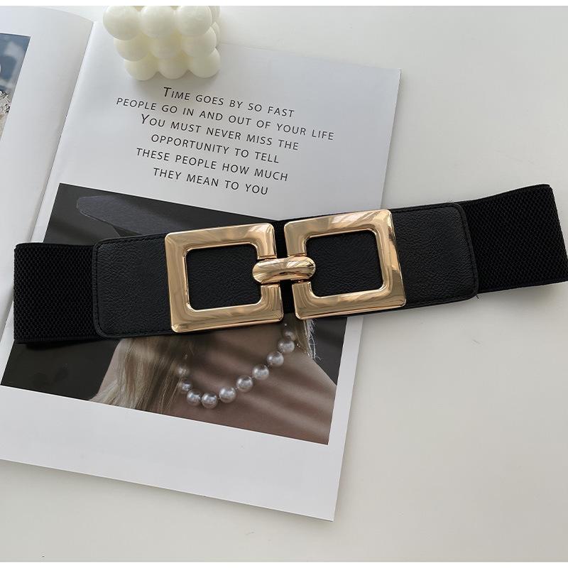 Versatile Black Elastic Wide Waist Belt For Women Enhancing Dress Styles With Features Slimming