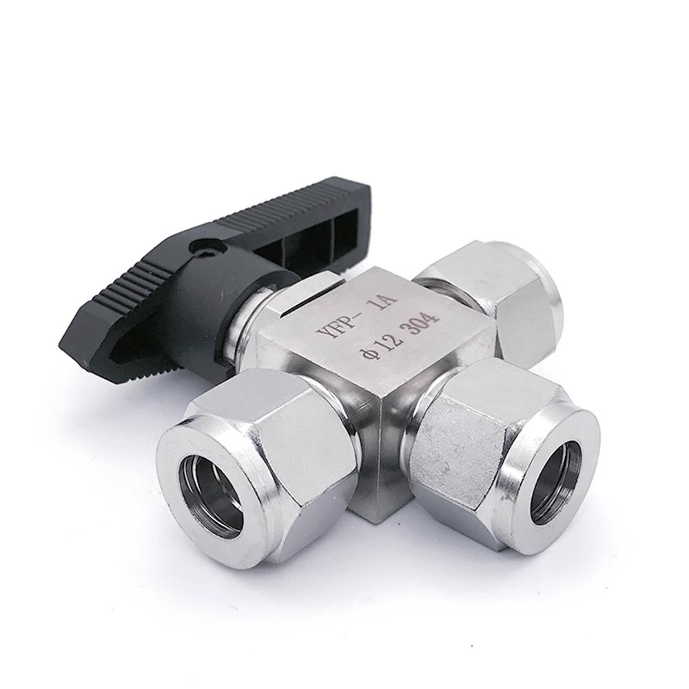 Fit 3/4/6/8/10/12-20mm 1/8" 1/4" 3/8" 1/2" OD Tube Tee L-Port Compression Ball Valve 304 Stainless Water Gas Oil