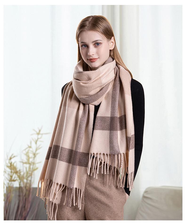 Warm Wool Scarf for Women Winter Plaid Design Soft Wear Open Scarves Female High Quality