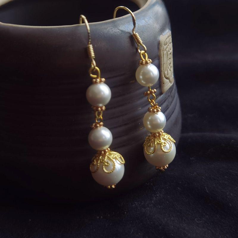 

Женские серьги из натурального пресноводного жемчуга и золотистого металла, в стиле ретро, в античном китайском стиле, с темпераментом, для Ханфу