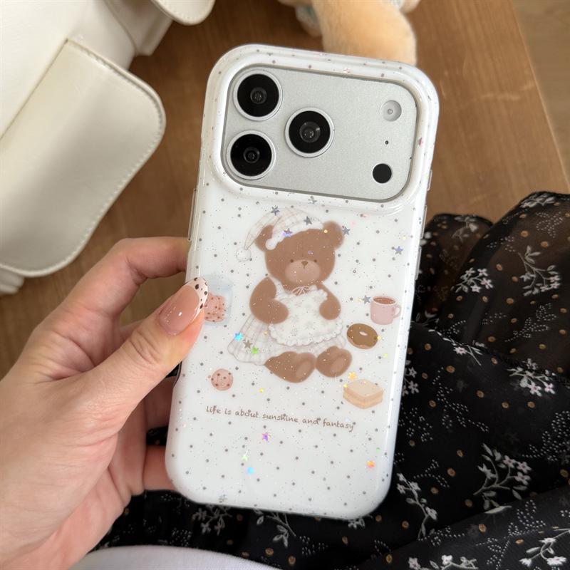 Korean Style Dessert Pajamas Bear Phone Case for iPhone 17, 16 Pro Max, 15, 14 iPhone 13 Pro