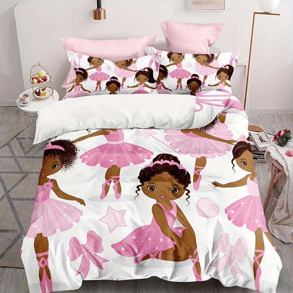 

African American Ballerina Pink Duvet Cover Set Bedding Set For Bedroom Dorm Room 1Pc* Duvet Cover + 2Pcs Pillowcase 140X210cm