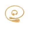 European and American exaggerated trend, high-end sense, metal glossy surface size, small head, water drop-shaped collar, hand jewelry, earrings, set
