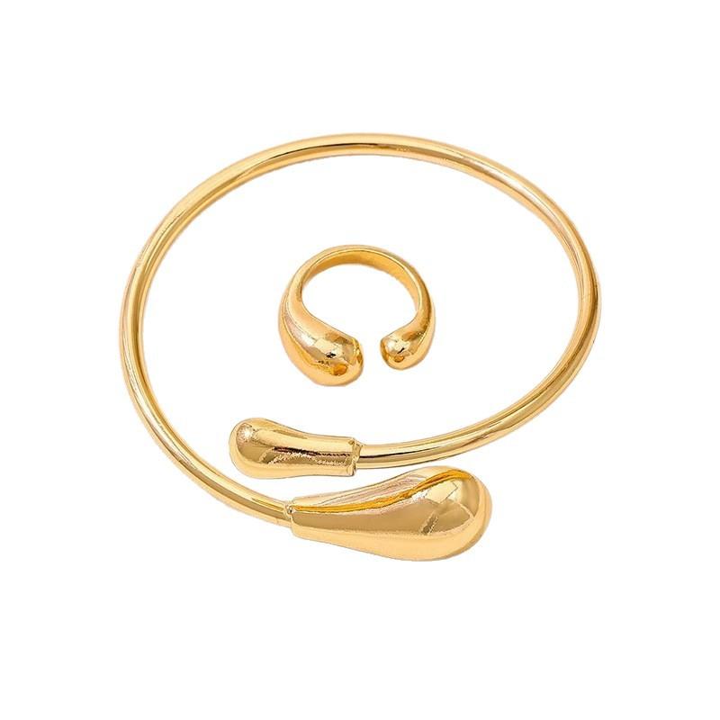 European and American exaggerated trend, high-end sense, metal glossy surface size, small head, water drop-shaped collar, hand jewelry, earrings, set