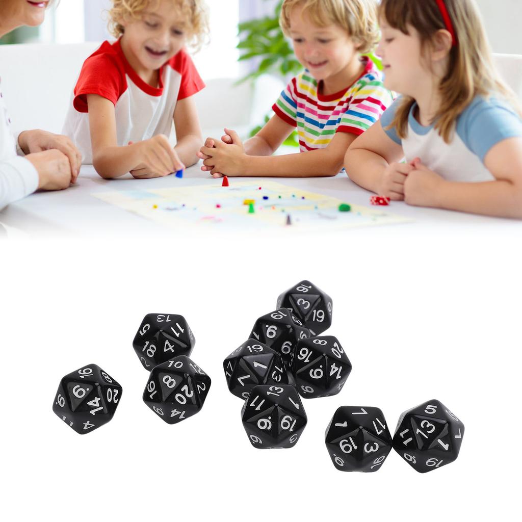 10PCS Polyhedral Dice Set Plastic Lightweight 20 Sided Dice for Role Playing Table Games