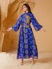 SW67 Ethnic Sequin Burnout Evening Dress with Puff Sleeves for Muslim Women - Jalabiy Style