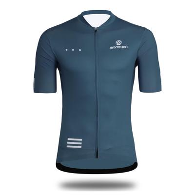 Morethan Cycling Jersey Men's (Size M/Steel Blue/Short Sleeve/Spring/Summer) (UV Protection/Lightweight/Quick-Drying/With Pockets) HVP-016