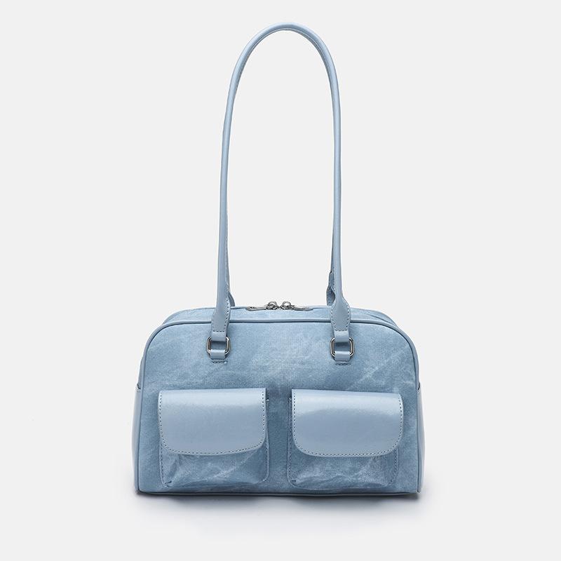 

New tote bag large-capacity bag women s shoulder underarm bag oil wax leather bag double bag casual handbag bag