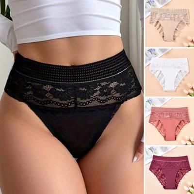 Unterhosen für Damen, hohe Taille, ausgehöhlte Spitze, weich, atmungsaktiv, antiseptisch, dehnbar, feuchtigkeitsableitend, Blumenstickerei, Netzstoff, Damen-Höschen
