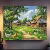 2D Farmyard Hen Pasture Portrait Photo Backdrop