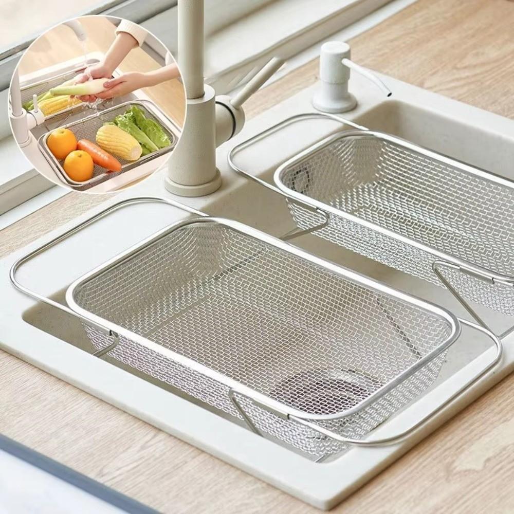 S/M/L Sink Drain Basket Stainless Steel Vegetable Tableware Holder Kitchen Draining Rack  Kitchen