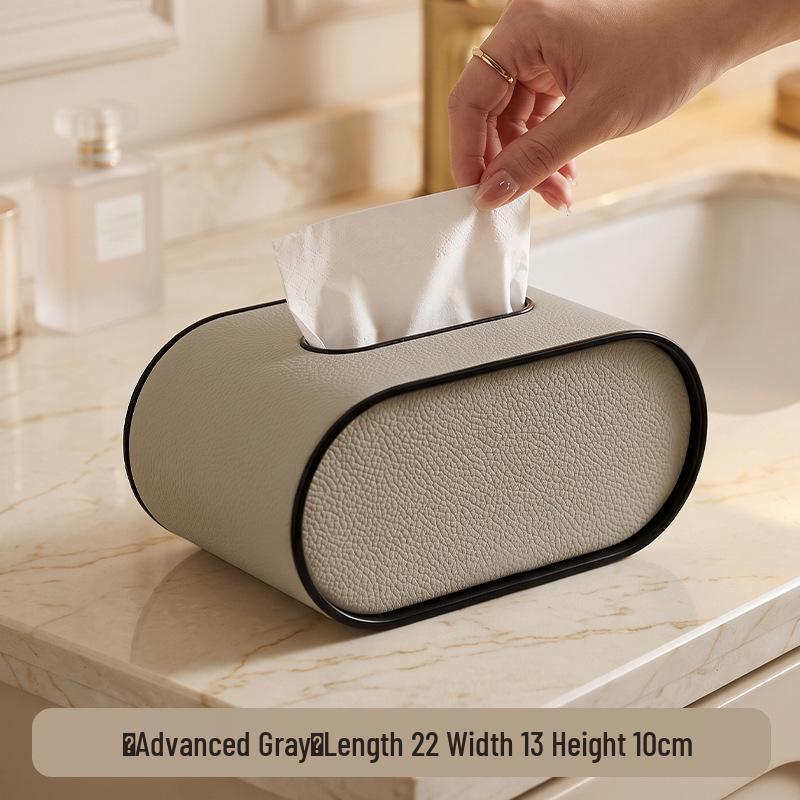 Elegant Leather Tissue Box for Home and Car – Oval Design for Easy Pull-Out