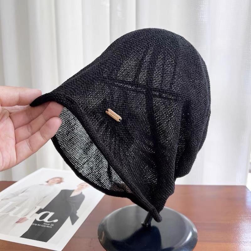 

Spring Summer Japanese Fashion Mesh Breathable Linen Beanie Man Woman Casual Elegant Skull Cap Pullover Hats One Size(55-63cm) чёрный