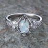 Weißer Feueropal Ovaler Stein Verlobungsringe Für Frauen Vintage Silberfarbe Luxus Kristall Eheringe Geburtsstein Schmuck Geschenke