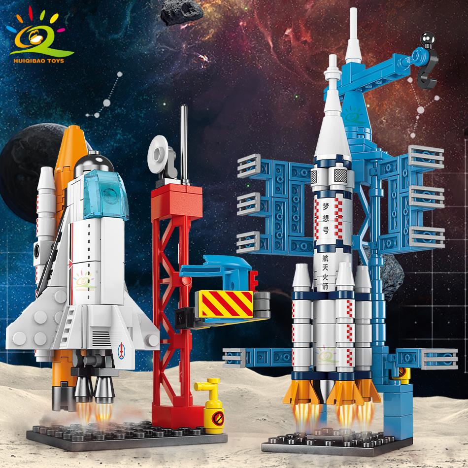 Non-Toxic Mini Space Aviation Manned Rocket Model Building Blocks City Aerospace Bricks Children Construction Toys For Kids