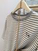 Korean Style Women's Niche Cartoon Embroidery Striped Half-Sleeve T-shirt