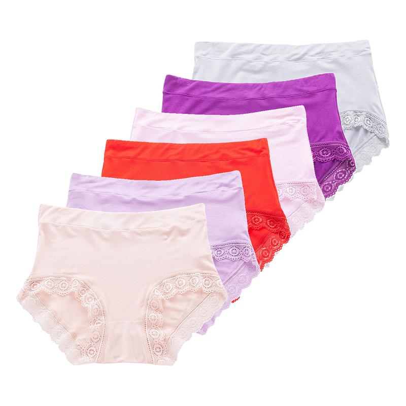 6Pcs Ladies Big Size Briefs Mid-high Panties Breathable Soft Women's Underwear Fit 45kg To 105kg