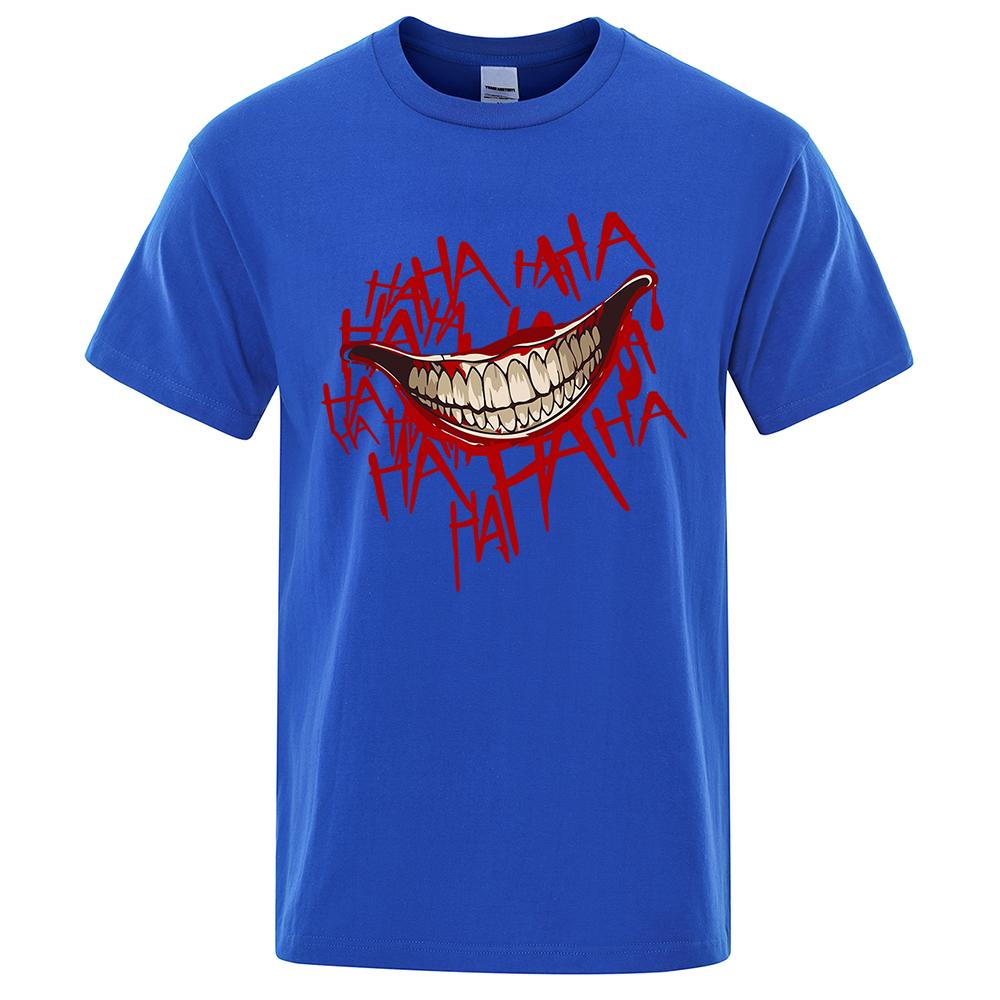 Evil Clown Smile Printing Tops Men Women Casual Tee Clothes T-Shirts Crewneck Summer T-Shirt Sweat Cotton Loose T Shirt Couple