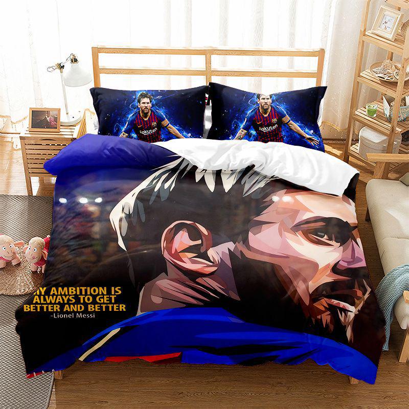 Ronaldo Messi 3D Print Football Star Duvet Cover & Pillowcase Set