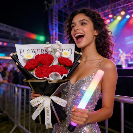 Künstliche Blumen Handgemachte Häkelblumenstrauß Weiches Baumwollgarn Keine Pflege Herz Rose Blume Kunstblume Hochzeiten Jubiläen Heimdeko