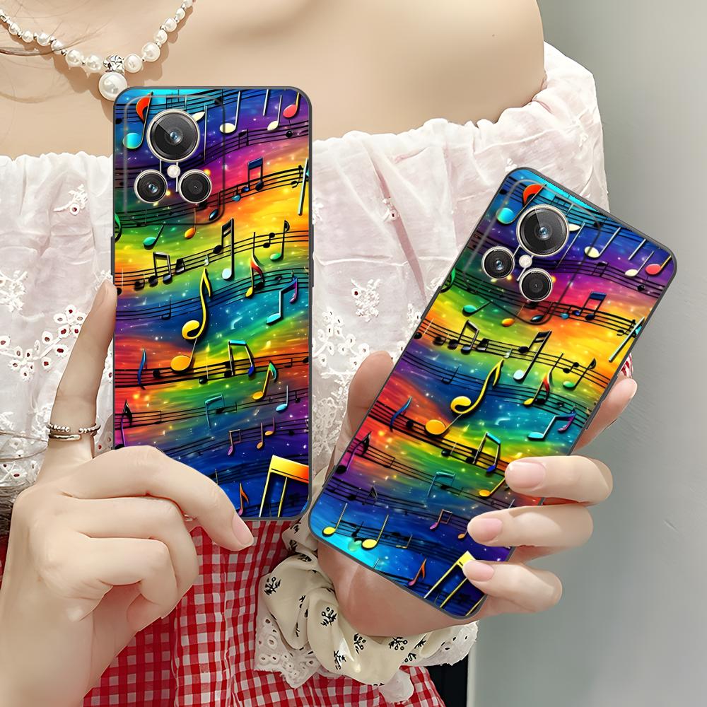 Musical Note Staff Mobile Phone Case for Realme 15 14 13 12 11 10 9 Pro Plus T I Lite 5G Colorful Printing Cover Cover Luxury