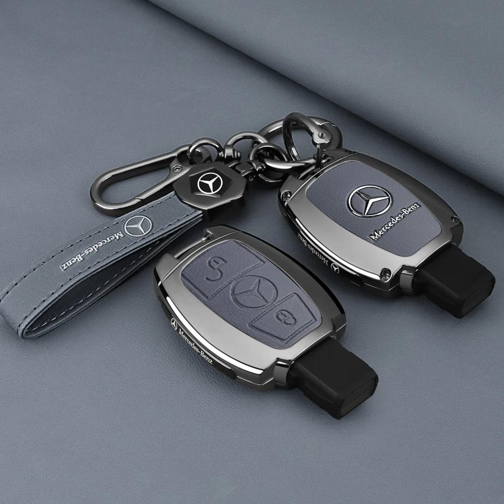 Car Key Case Cover Bag Keychain Shell Fod Suede Leather For Mercedes Benz A B C S Class AMG GLA CLA GLC W176 W221 W204 W205 PQRST1