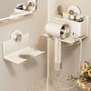 Drill-free Hairdryer Holder Wall Shelf for Bathroom Multifunctional Organizer