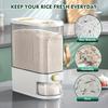Großer 2-in-1-Reisspender und Vorratsbehälter für trockene Lebensmittel mit Messbecher und Zeitskala, Küchen-Organizer aus Kunststoff mit Klappdeckel für Getreide