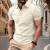 Summer New Simple Solid Colour Men's T-shirt Button Jacquard Casual Short-sleeved Polo Shirt Tops