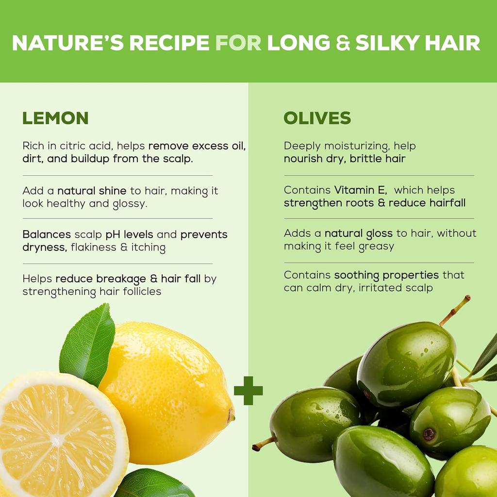 Joy Hair Fruits Hair Dryness Control Lemon & Olive Conditioning Shampoo Lemon & Olives  340 ml, Moisturizing Hair Care