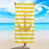 Nautical Anchor Beach Towel 2D Flat Printed Peach Skin Striped Soft Bath Towel Gold Pattern Decorative Towel For Vacation Travel