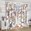 Cute Cat Curtains,Funny Kawaii Floral Kitten Watercolor Colorful Aesthetic Art Pet Love Animal Window Treatments For Kids Girls