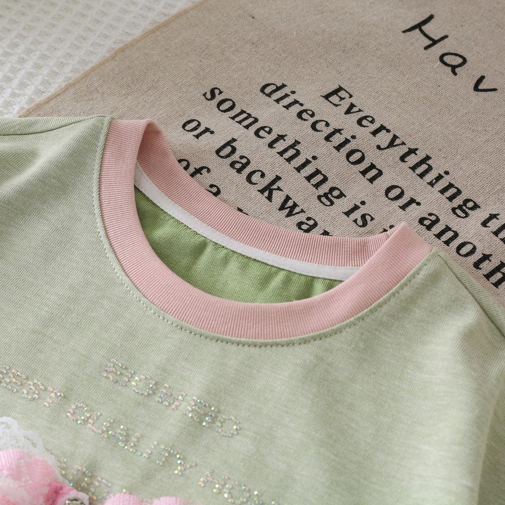 Girls' T-shirt Korean Summer Clothes Girls' Design Sense Short Sleeved Bow Top