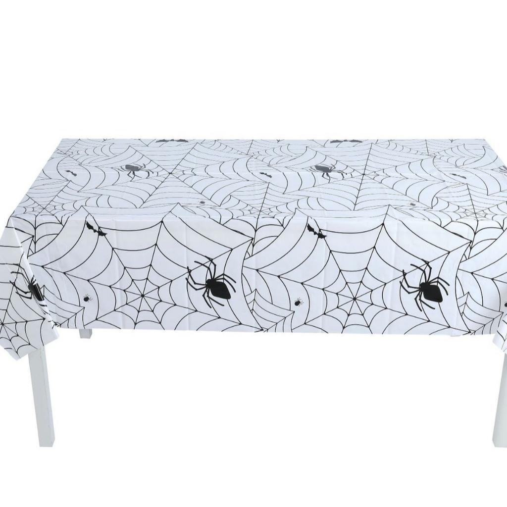 WTEMPO Halloween Spinnennetz Tischdecke Rechteckig Plastik Spinnennetz Tischdecke Große Größe Tischdecken für Heimdeko Halloween Party Dekorationen