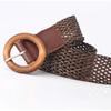 Braided Casual Weave Waist Band Ladies Dress Cummerbands Wooden Buckle Waistband Bohemian Wide Belt