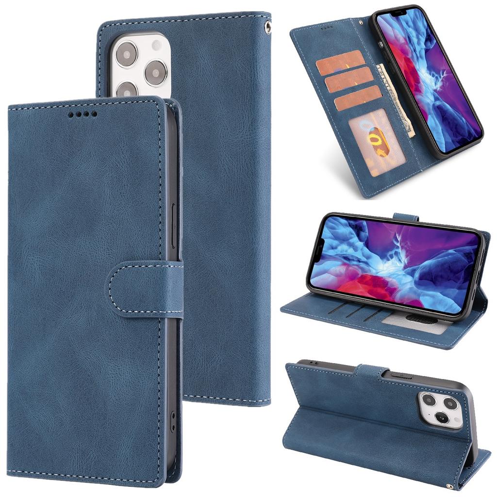 Applicable to iPhone17 mobile phone leather case, Samsung S26 card mobile phone case, skin matte wallet case 16E solid color