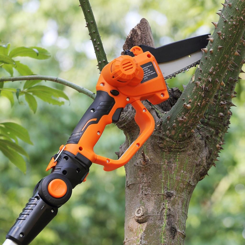 2-in-1 Cordless Pole Saw & Mini Chainsaw, 20V 2Ah Battery Pole Chainsaw, 5" Cutting Capacity 8 Ft Reach Pole Saw for Branch Cutting & Tree Trimming