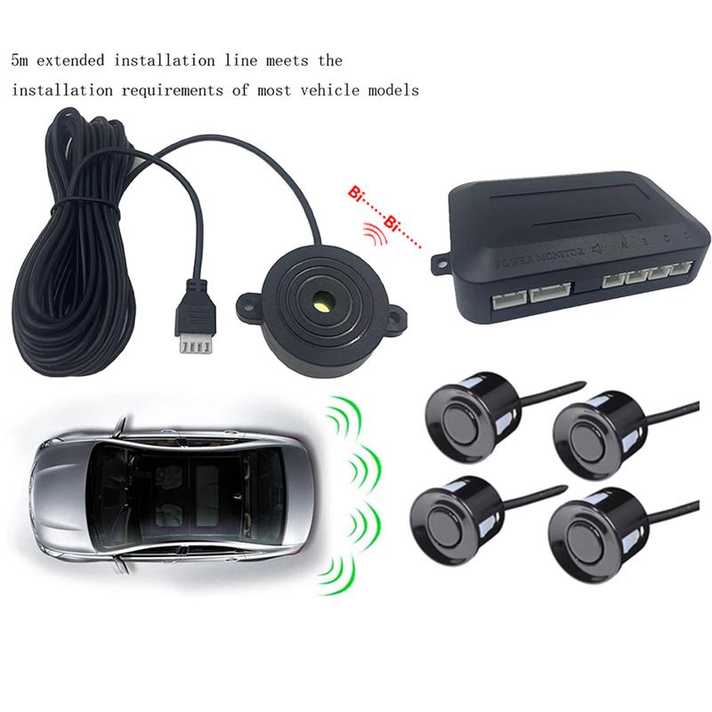 12V 22mm Car Parking Sensor Kit Universal 4 Buzzer Reverse Backup Radar Sound Alert Indicator Probe System
