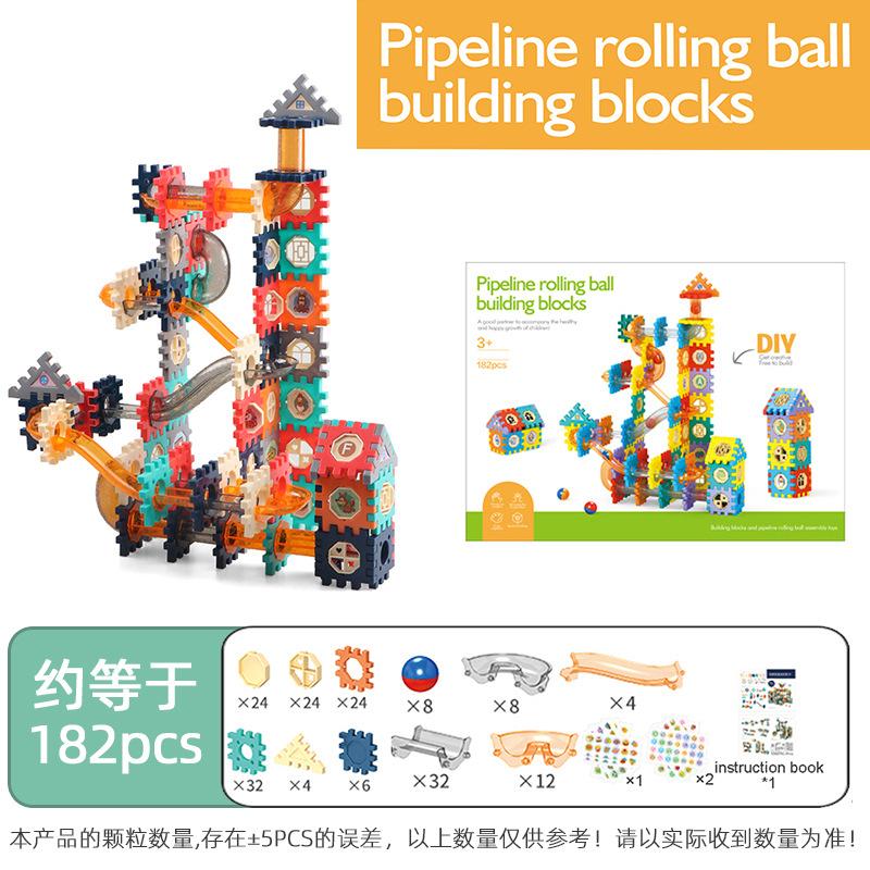 Marble Run Building Blocks Window Cube Tiles STEM Toy for Toddlers Preschool Kids Educational Gift Colorful