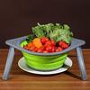 Collapsible Colander - LianXH 4 quart Space-Saver Collapsible Food Strainer BPA Free for Kitchen, Colander Basket with Handle and Brackets Over the