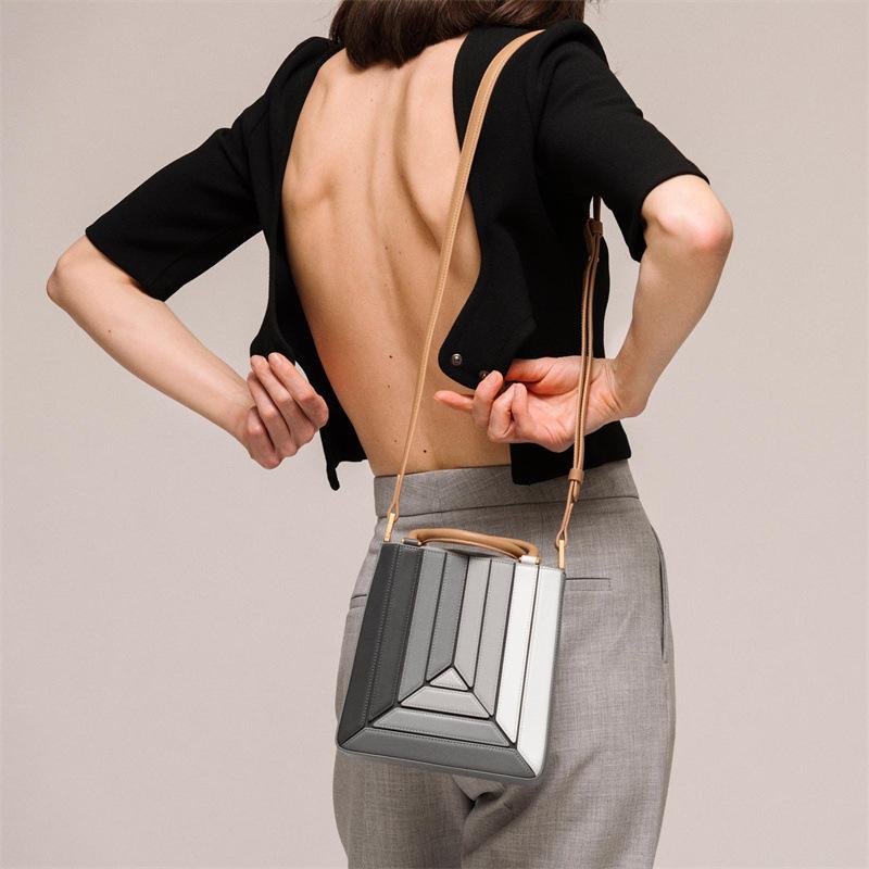 Crossbody Bag for Women's Fashion Design, High-end, Westernized, Contrasting Color Patchwork, One Shoulder Handbag