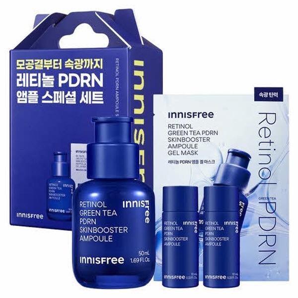 INNISFREE Retinol Green Tea PDRN Skin Booster Ampoule Special 3-Step Set