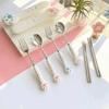 Cute Cat Paw Cutlery Set Portable Fork Spoon Set Meal Accessories Boxed Tableware  Tourism