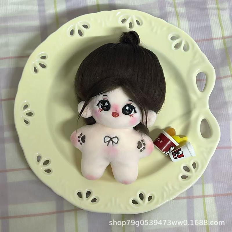 10cm Kawaii Mini Starfish Idol Doll Plush Star Cotton Dolls Long Hair Girl Bow Body Stuffed Figure Toys Plushies Toys Fans Gift